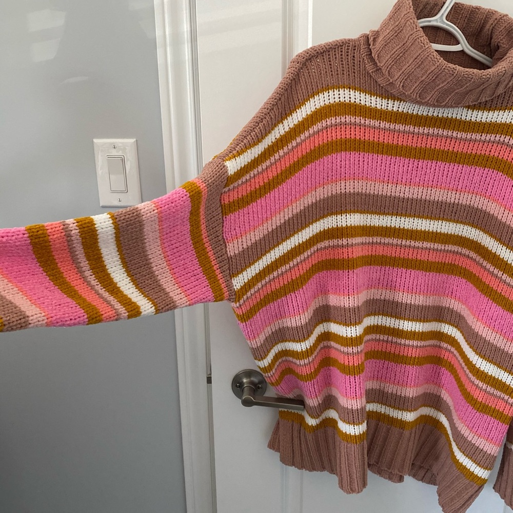 Aerie Striped Chenille Turtleneck Sweater - Picture 4 of 7